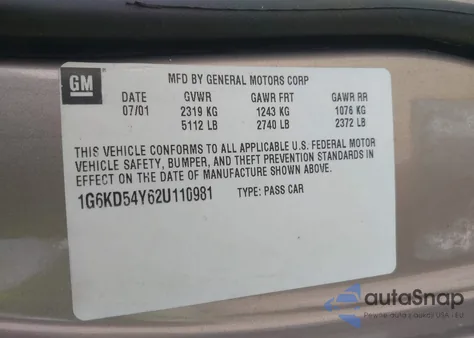 2002 Cadillac Deville Standard из США, поврежденный, VIN 1G6KD54Y62U110981